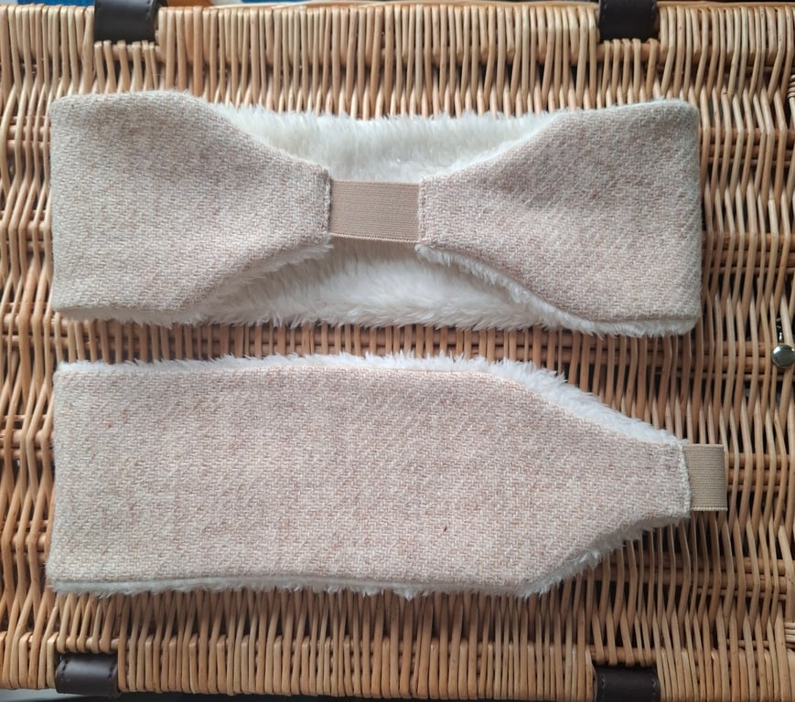 Cosy Earwarmers - Beige Harris Tweed 