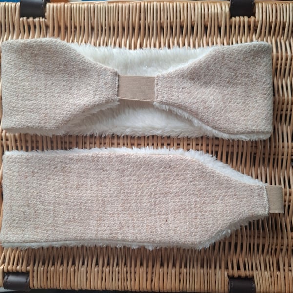 Cosy Earwarmers - Beige Harris Tweed 