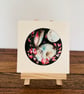 Original Hare Rabbit and Flowers under Full Moon Watercolour Moonlit Nature Art - Image 1