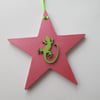 Lizard Reptile Star Christmas Tree Decoration Lime Green Red