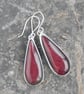 Cherry red bowlerite drop earrings - Image 1