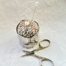 Vintage knapkin ring and Liberty fabric pin cushion
