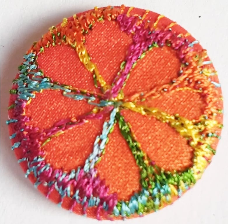 Buttons 1 inch button Hand Dyed Silks and Cottons Free Machine Embroidery Button