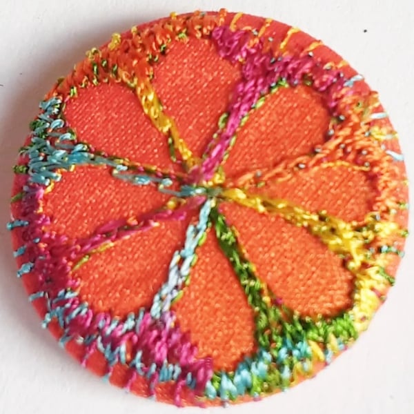 Buttons 1 inch button Hand Dyed Silks and Cottons Free Machine Embroidery Button