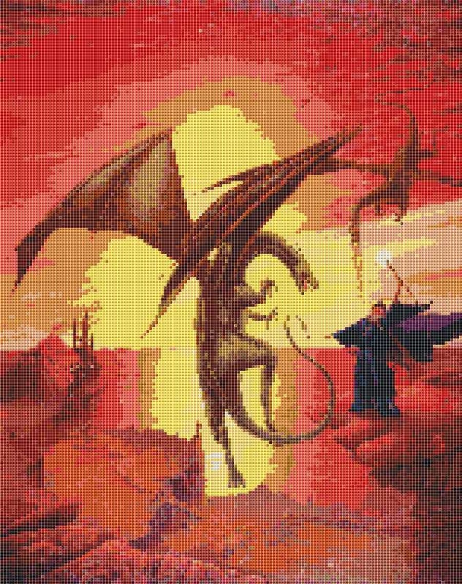 Fire dragon cross stitch kit