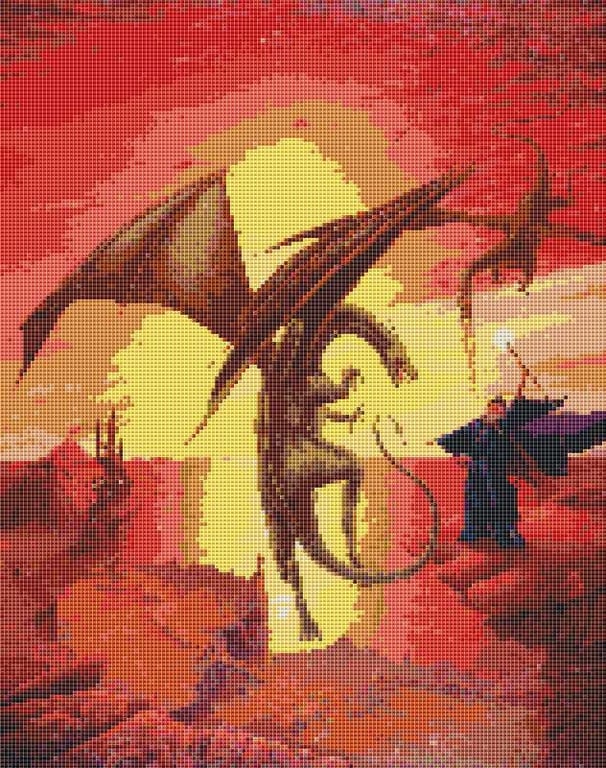 Fire dragon cross stitch kit