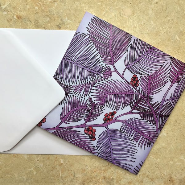 Greetings Card 'Sketchbook series - Purple Palm Leaves' 