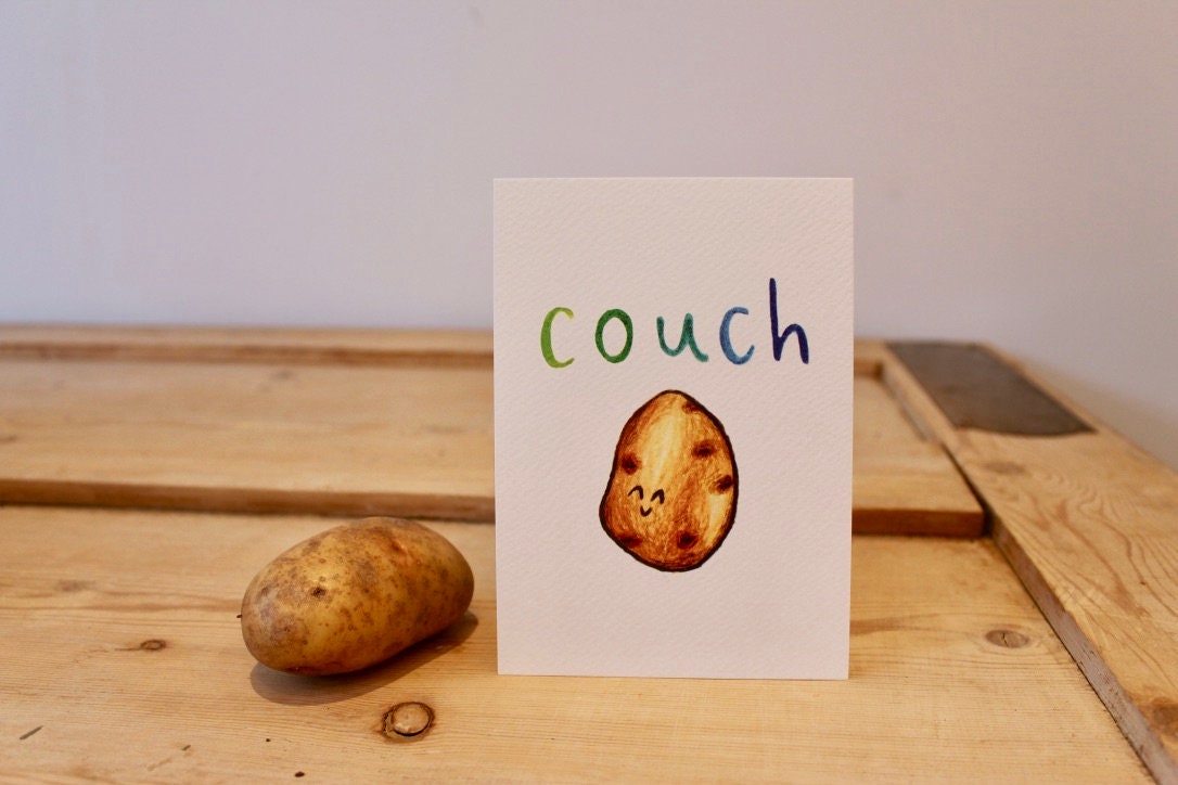 Couch Potato - Cute Pun - Postcard - A6 Print