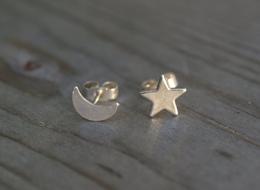 Star and Moon Studs