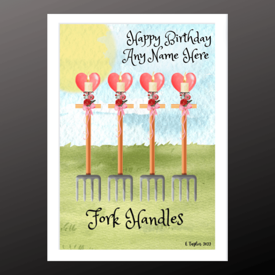 Birthday Card Fork Handles Personalised And Seeded Card Option The Two Ronnies