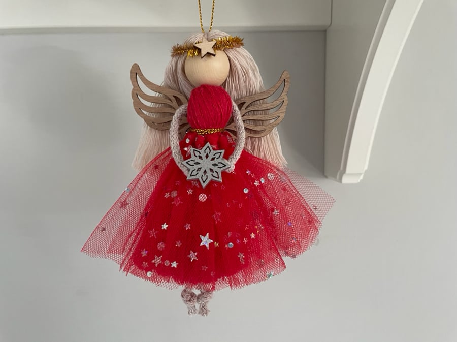 Xmas angel, xmas tree ornament, keepsake doll, hanging angel, angel love