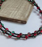 Fuchsia Pink and Green Two-Tone Crackle Bead Single Strand Necklace - Image 7