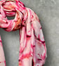 Abstract Light Pink Scarf With Gold Accents Cotton Blend Scarf for Women - Image 1