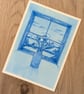 Blue Tulips Window View Hand Painted Ink Illustration  - Image 2