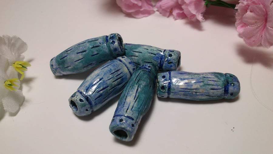 Blue Turquoise tubular beads