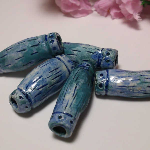 Blue Turquoise tubular beads