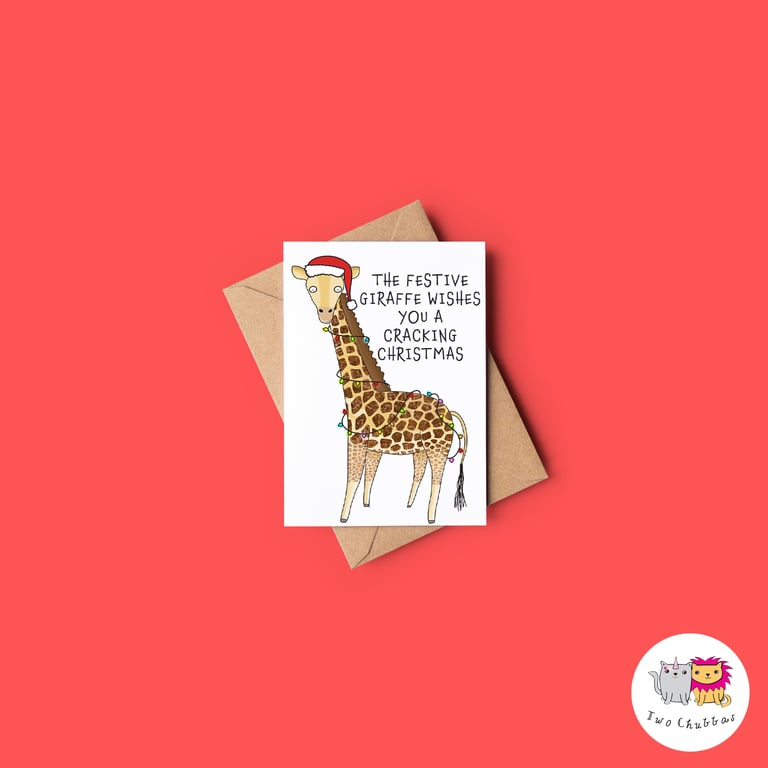 Giraffe Christmas Card, A6 Christmas Card