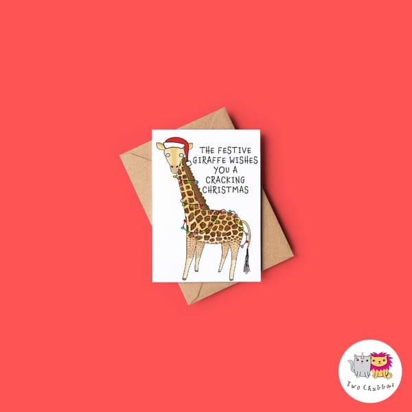 Giraffe Christmas Card, A6 Christmas Card