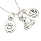 Personalised Sterling Silver Cluster Necklace, Hand-Stamped Pebble Charms, Mix &