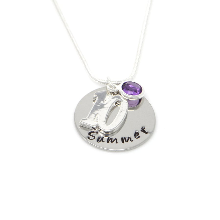 Personalised 10th Birthday Birthstone Necklace - Gift Boxed - Free Delivery