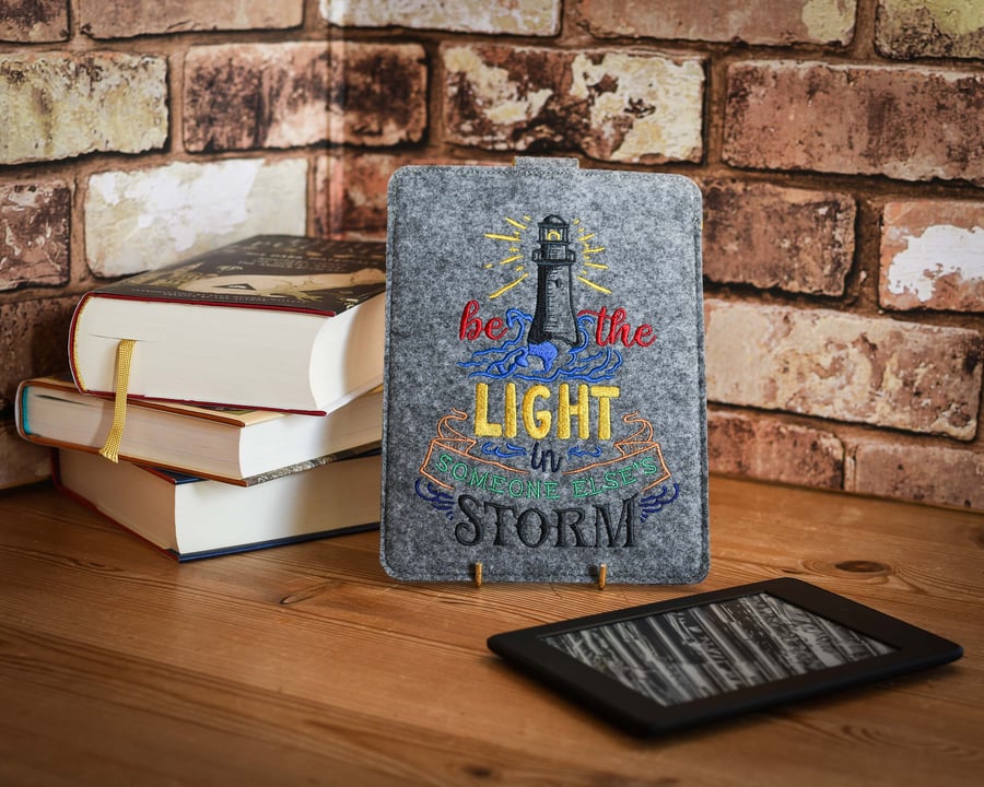 "The light in someone else's storm" embriodered kindle ereader ebook sleeve case