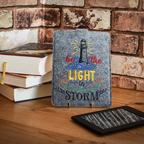 "The light in someone else's storm" embriodered kindle ereader ebook sleeve case