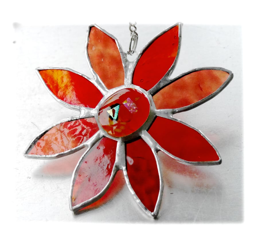 Gerbera Suncatcher Stained Glass Amber Flower 012