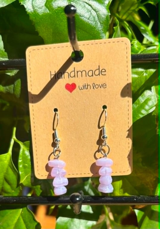 Handmade Silver-Plated Fish Hook Earrings with Stone-Look Beads