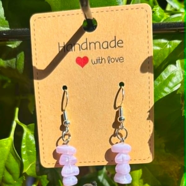 Handmade Silver-Plated Fish Hook Earrings with Stone-Look Beads