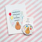 A5 birthday poem zine and capybara badge - birthday gift