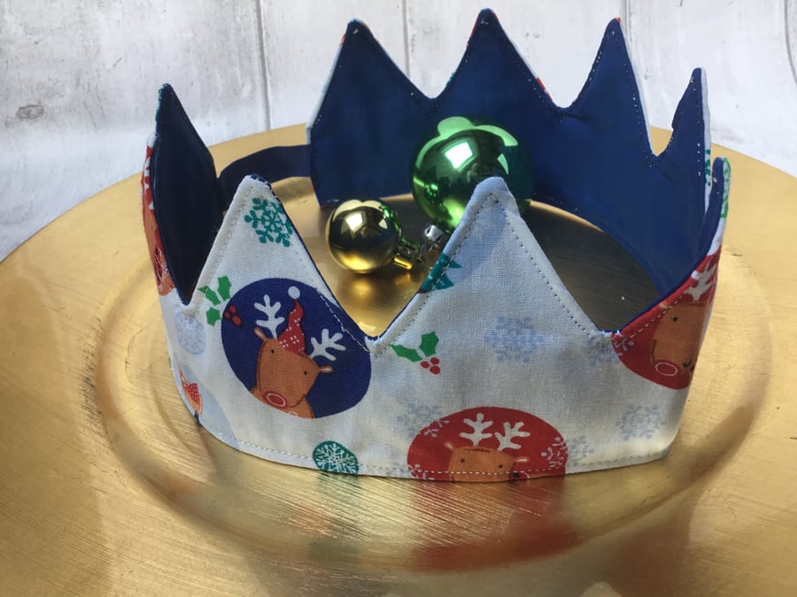 Christmas Crowns. Reusable, fabric crown - reindeer. Slight seconds