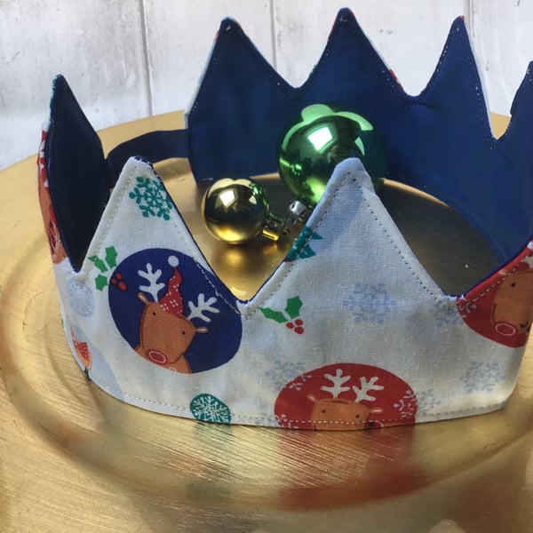 Christmas Crowns. Reusable, fabric crown - reindeer. Slight seconds