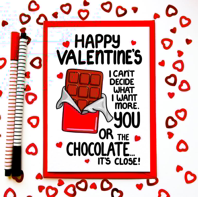Funny Valentine’s Day Card – I Can’t Decide If I Love You or Chocolate
