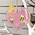 Pink Bee Glass Suncatcher