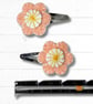 Peach Flower Hair clips, Girls Hairclips - Image 2