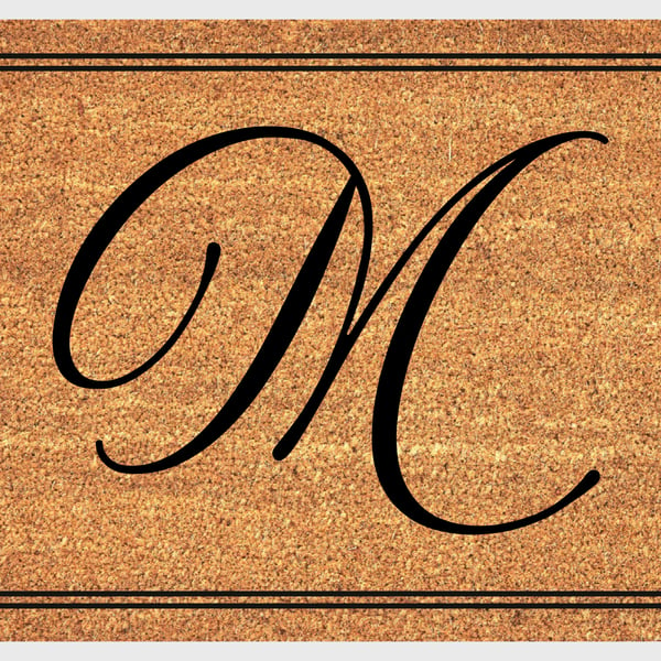 M Letter Door Mat - Monogram Letter M Welcome Mat - 3 Sizes
