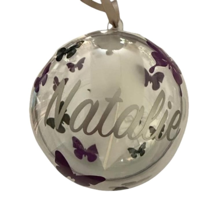 Butterfly Memorial Personalised Christmas Bauble - Feather Ornament