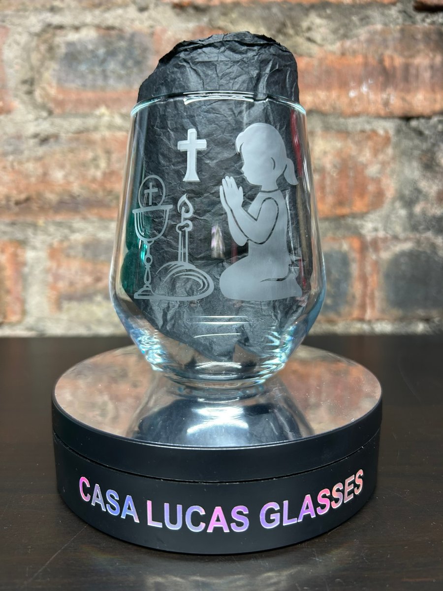 Hand Etched Glass, Girl Communion