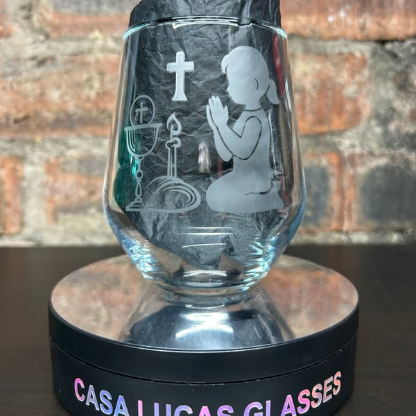 Hand Etched Glass, Girl Communion