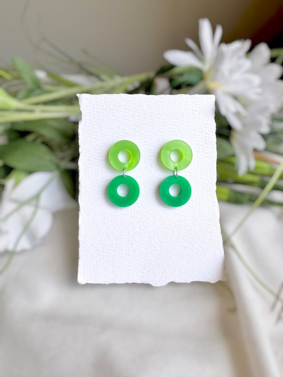 Double Green Hoop Earrings