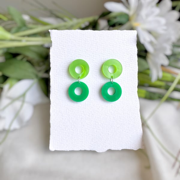 Double Green Hoop Earrings