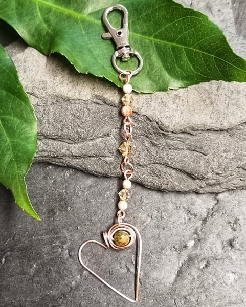 Rose Gold Heart Keyring bag charm