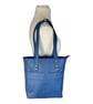 Genuine leather tote bag, medium sized blue shoulder bag - Image 1