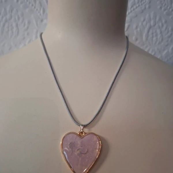 Pink Heart Hand Made Resin Crafted Pendant 