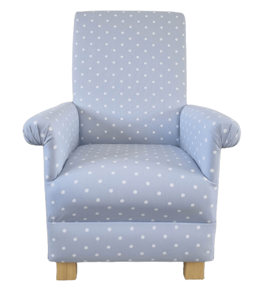 Clarke Dotty Spot Powder Blue Fabric Adult Chair Armchair Polka Dots Nursery