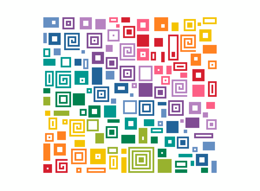 263 Cross Stitch Pattern Sampler Rainbow Squares geometric retro tiled squares