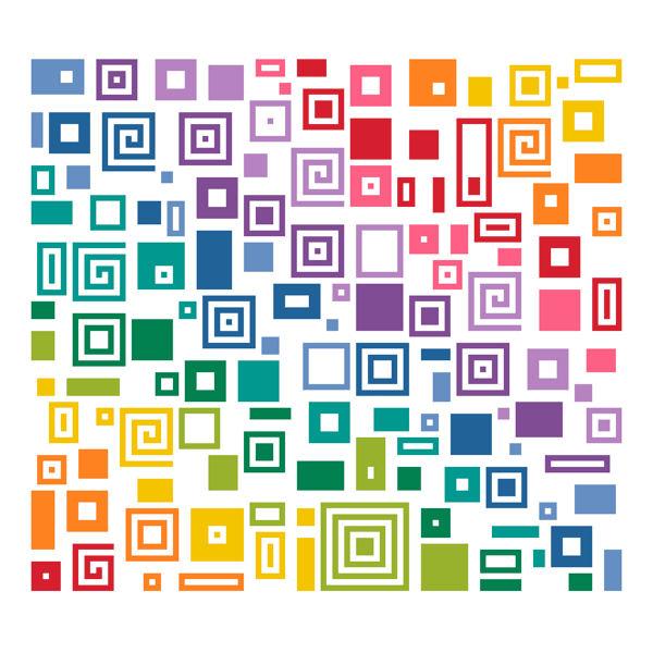 263 Cross Stitch Pattern Sampler Rainbow Squares geometric retro tiled squares