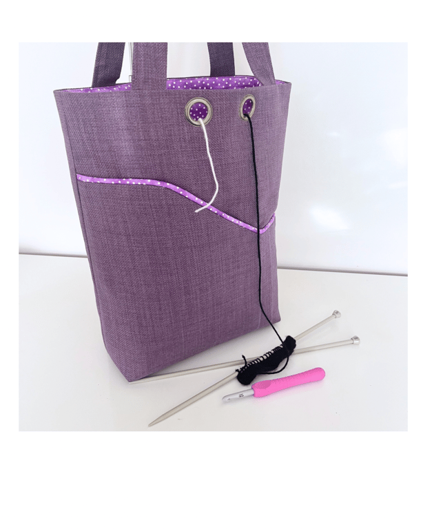 Knitting project bag Heather and spots 