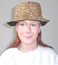 Leopard Print Hat Black Fluffy Faux Fur Reversible - Image 1