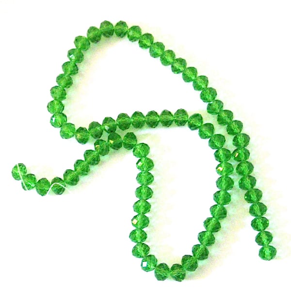 70 x Green Crystal Rondelle Beads (6 x 8 mm)
